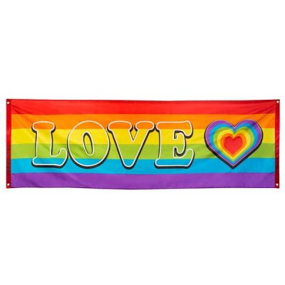 'LOVE' Regnbue banner (74 x 220 cm)