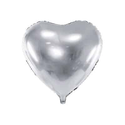 Folieballon Hjerte Sølv 45 cm