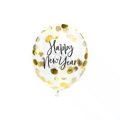 Konfetti ballon 'Happy New Year' 27cm (3 stk)