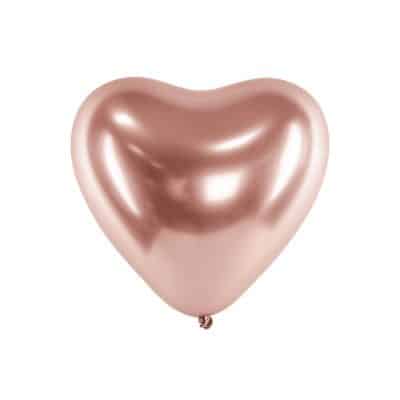 Latex Ballon Glossy hjerte Rosa Guld (10 stk.)