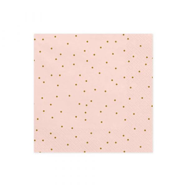 Servietter Pink med guld prikker (20 stk)