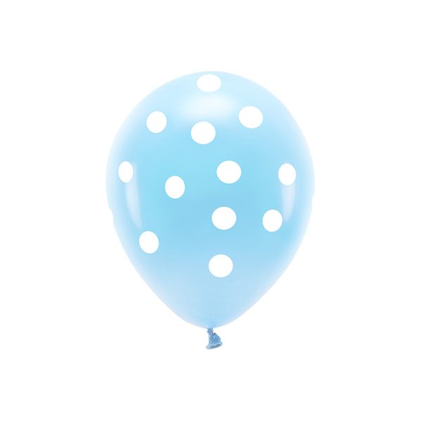 Blå balloner med hvide prikker 33cm (6 stk)