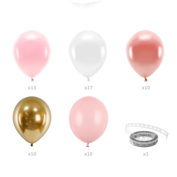Ballon Guirlande, 200cm (PinkHvidGuld) indhold