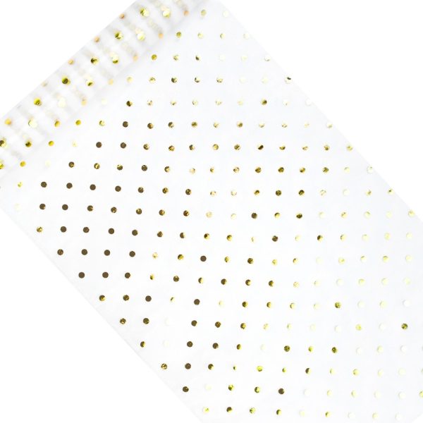 Hvid Organza med Guld prikker 0.36 x 9m (2)