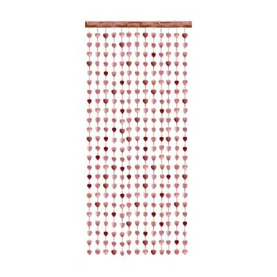 Party Curtain - Rosa Guld Hjerter (100x245cm)