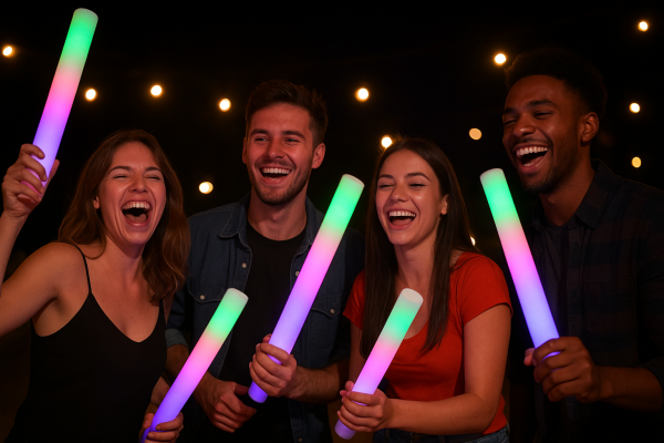 LED skumstave med farvet lys – fest og events